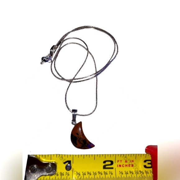 Mahogany Obsidian Moon 🌙 pendant on 20”sterling silver overlay chain necklace - Picture 7 of 7